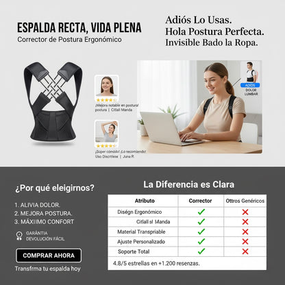 Upright Corrector De Postura/Recupera tu postura. Recupera tu confianza.